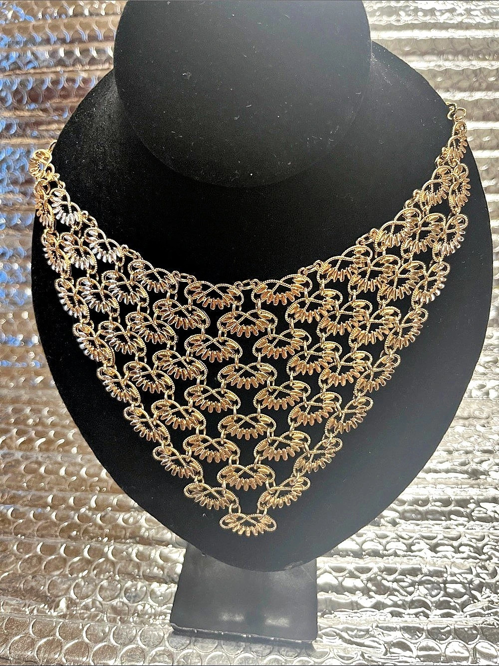 Gold-Tone Statement Bib Necklace Like New